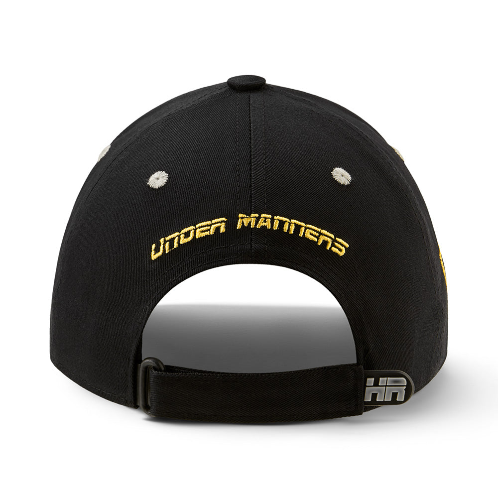 Under Manners 3D Cotton Twill Strapback Baseball Cap featuring UM monogram and Royalty-B shield logo in a stylish design.